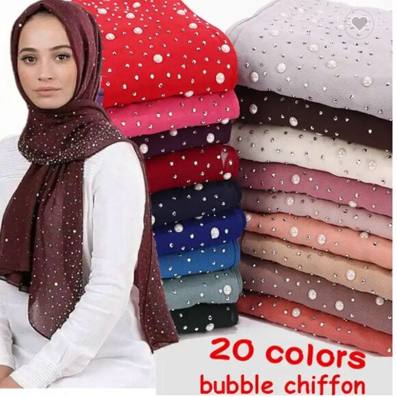hijabs/scarfs/ shawl solid color shiny chiffon scarf hijab - Picture 6 of 16